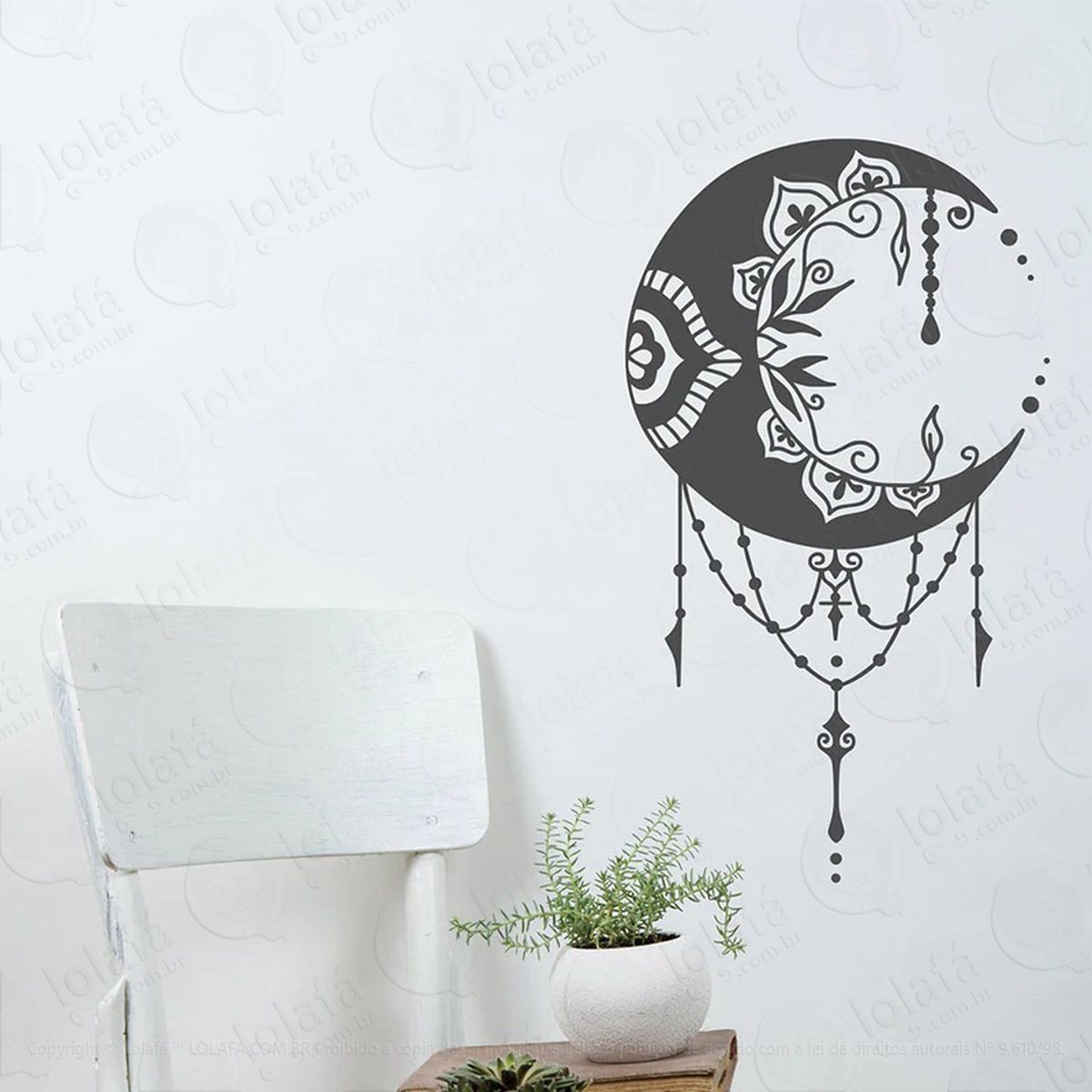 mandala lua para renovação adesivo de parede decorativo para casa, quarto, sala e vidro - mod:348