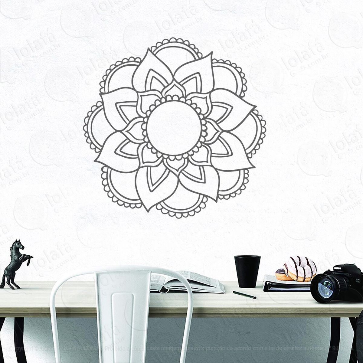 mandala do otimismo adesivo de parede decorativo para casa, quarto, sala e vidro - mod:352