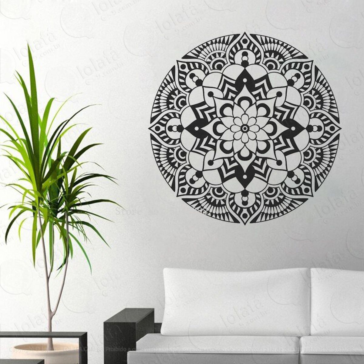 mandala para harmonia interior adesivo de parede decorativo para casa, quarto, sala e vidro - mod:354