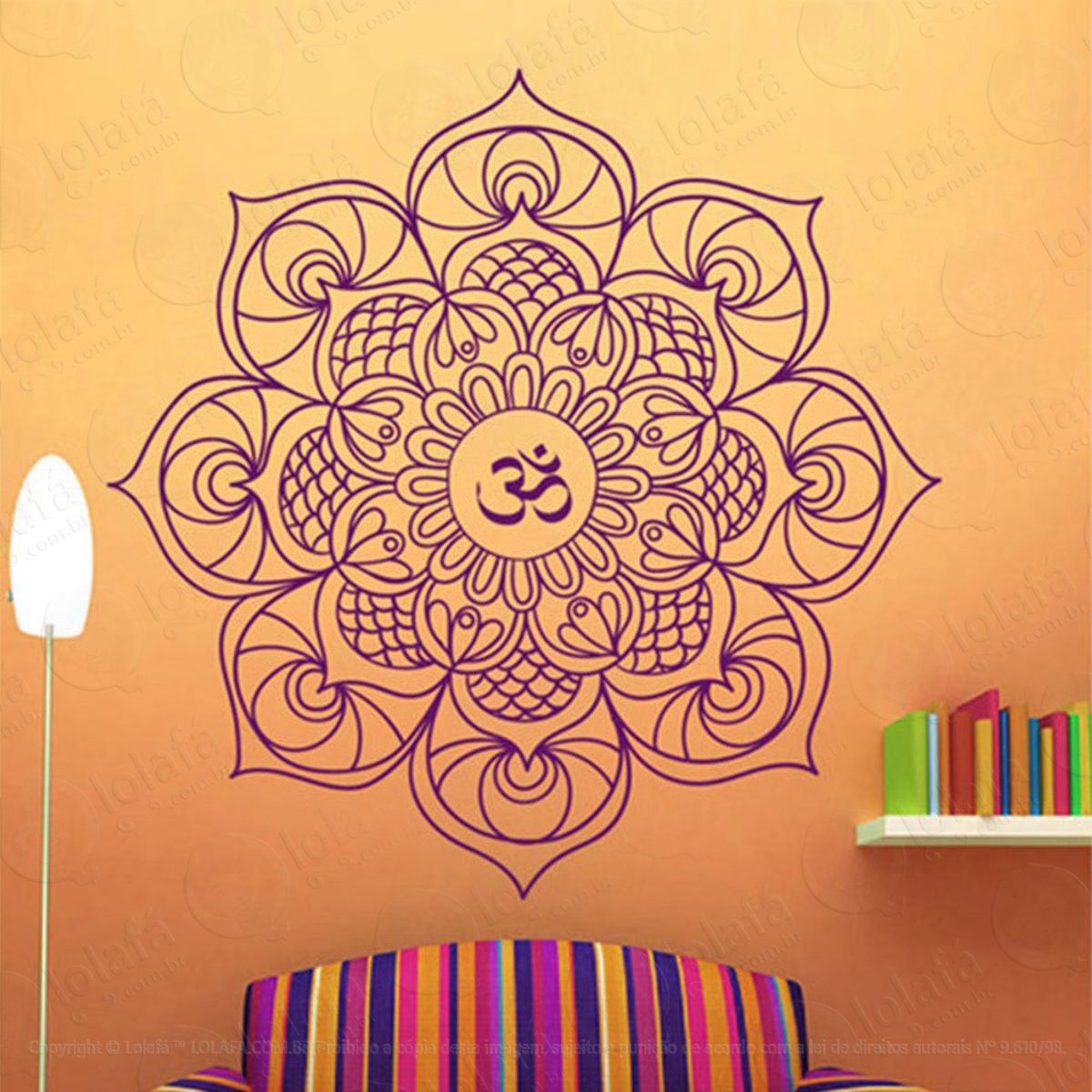 mandala para cultivar o conhecimento infinito adesivo de parede decorativo para casa, quarto, sala e vidro - mod:356