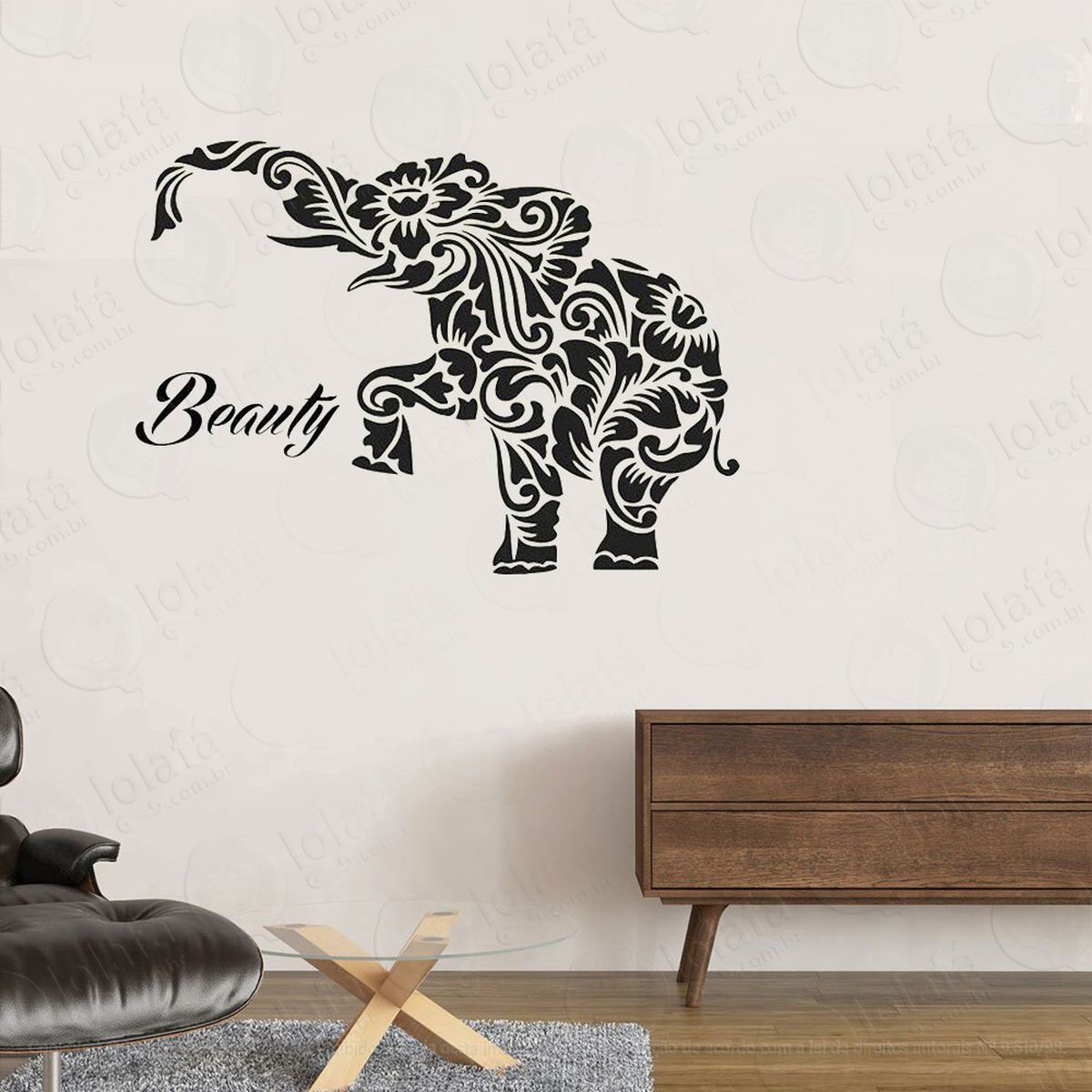 mandala elefante para cultivar a paz adesivo de parede decorativo para casa, quarto, sala e vidro - mod:357