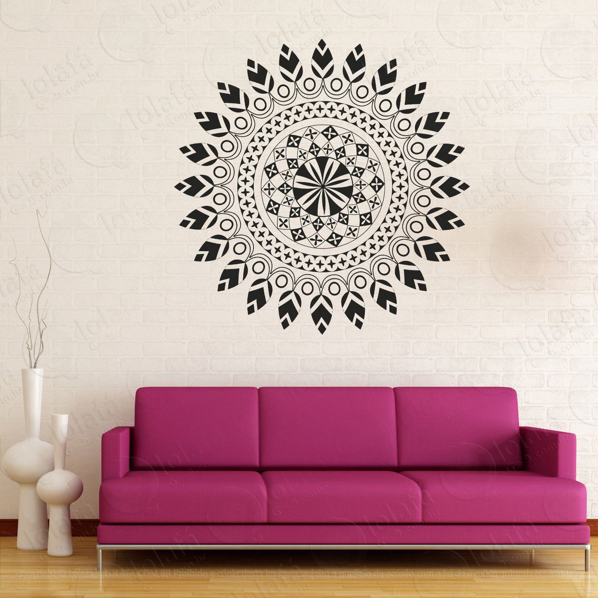 mandala para fé nos pensamentos adesivo de parede decorativo para casa, quarto, sala e vidro - mod:358