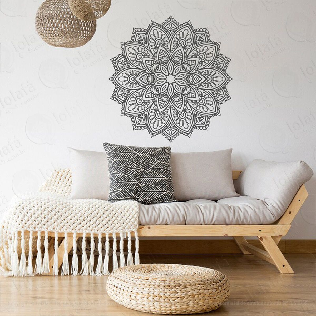 mandala paz e amor adesivo de parede decorativo para casa, quarto, sala e vidro - mod:359