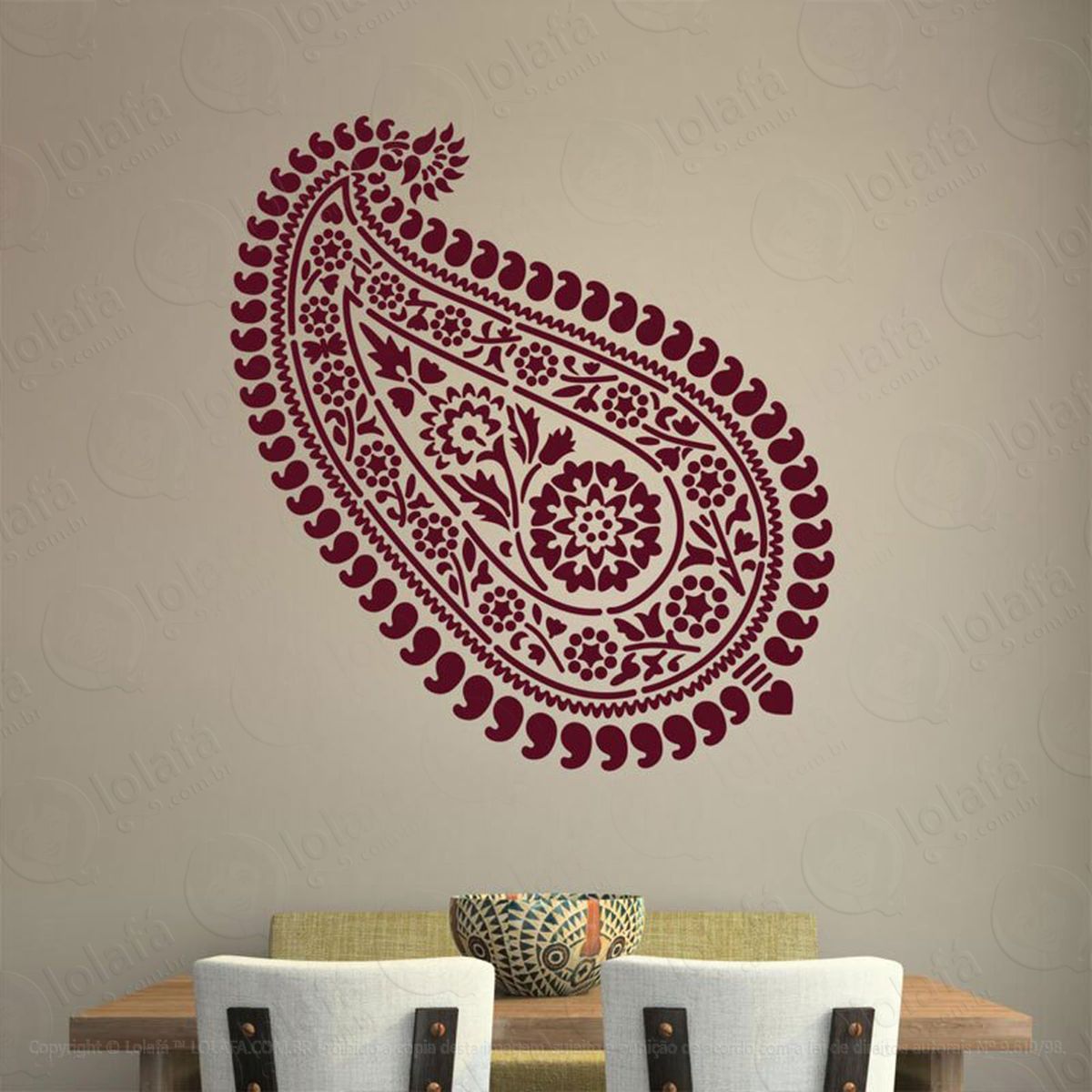 mandala paisley para controlar os sentimentos adesivo de parede decorativo para casa, quarto, sala e vidro - mod:361