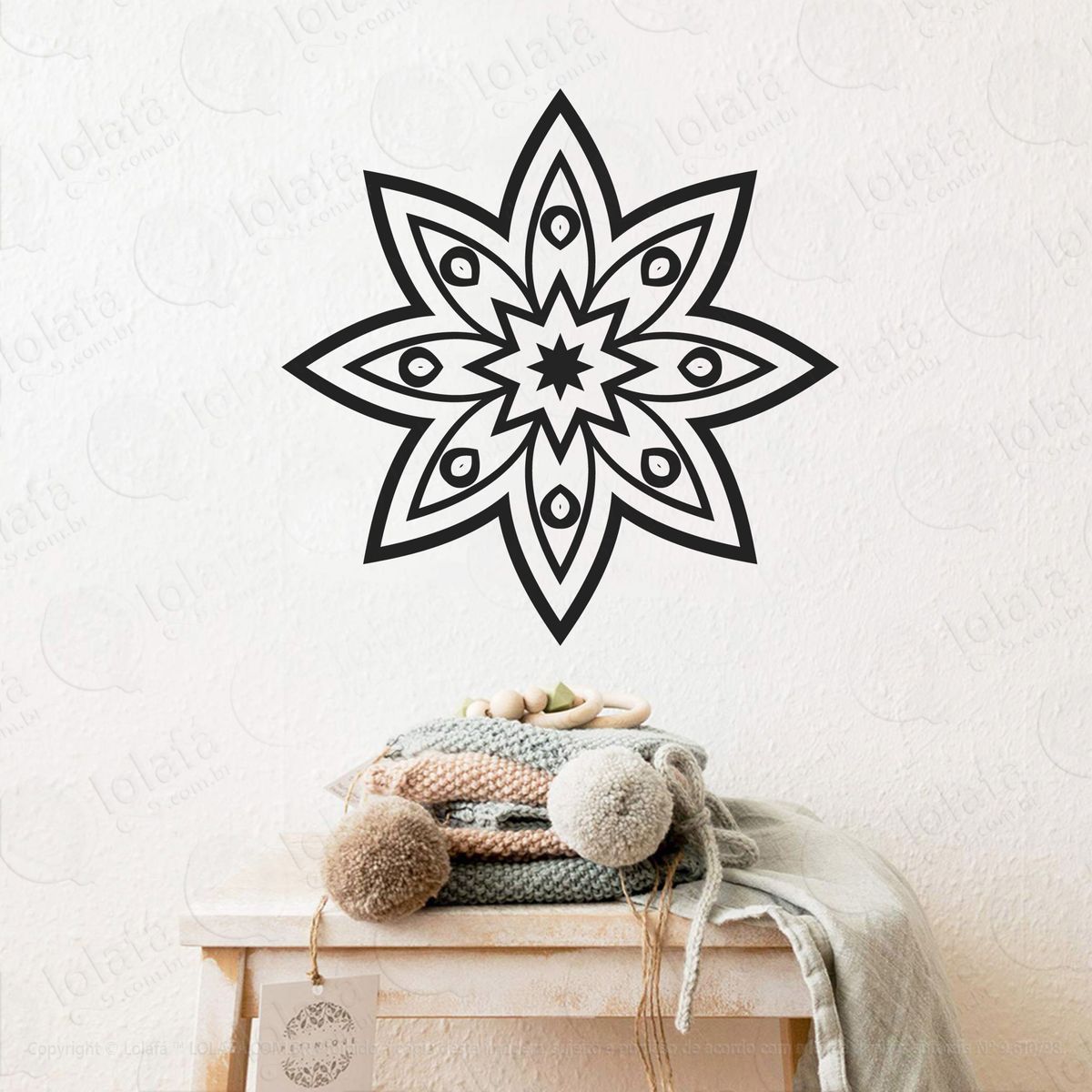 mandala seja resiliente adesivo de parede decorativo para casa, quarto, sala e vidro - mod:362