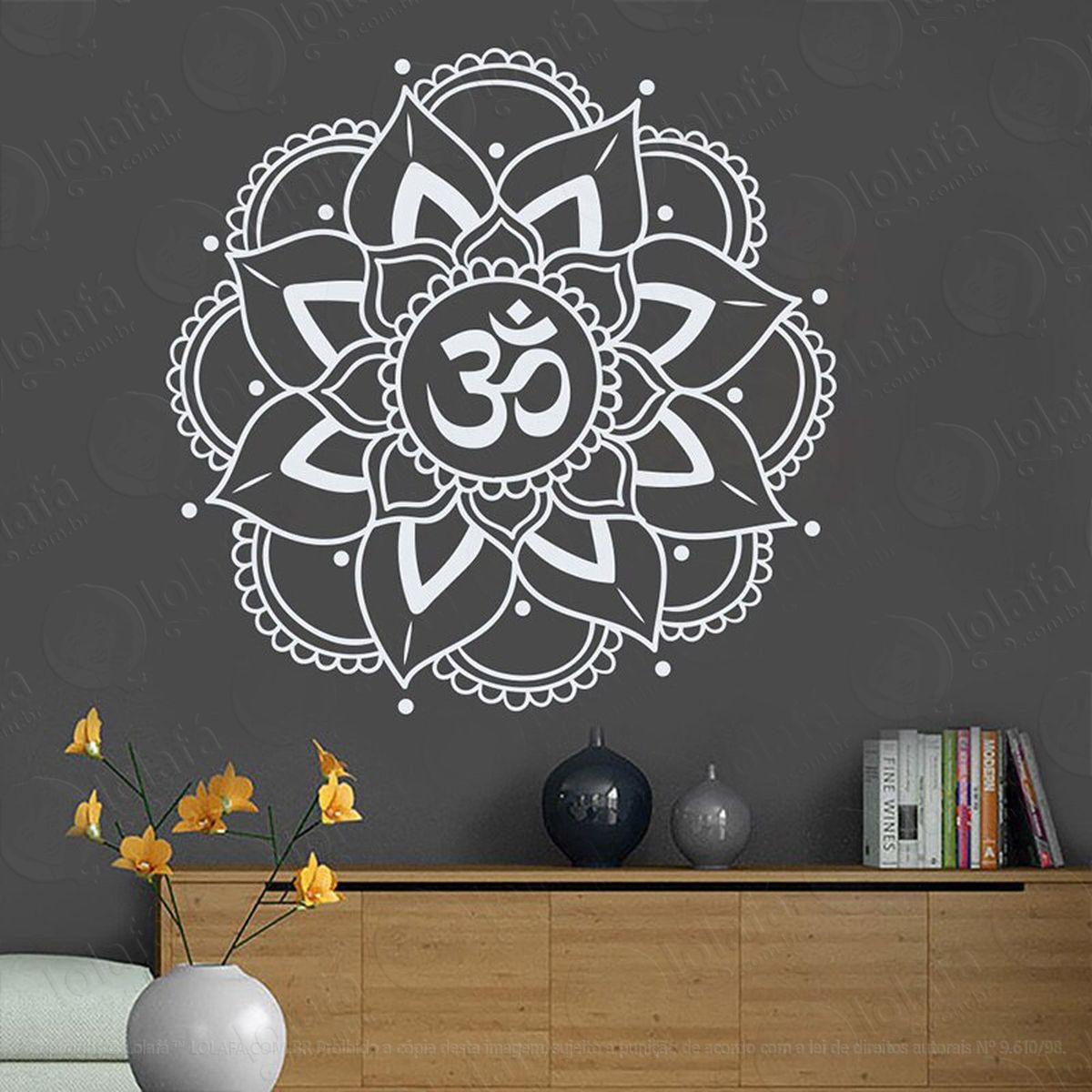 mandala para concentrar as energias espirituais adesivo de parede decorativo para casa, quarto, sala e vidro - mod:363