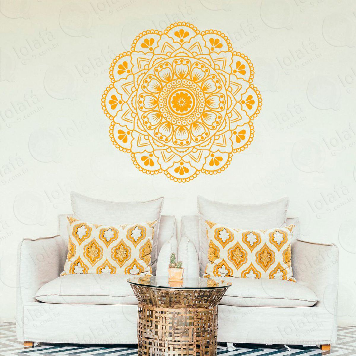 mandala da alegria adesivo de parede decorativo para casa, quarto, sala e vidro - mod:366