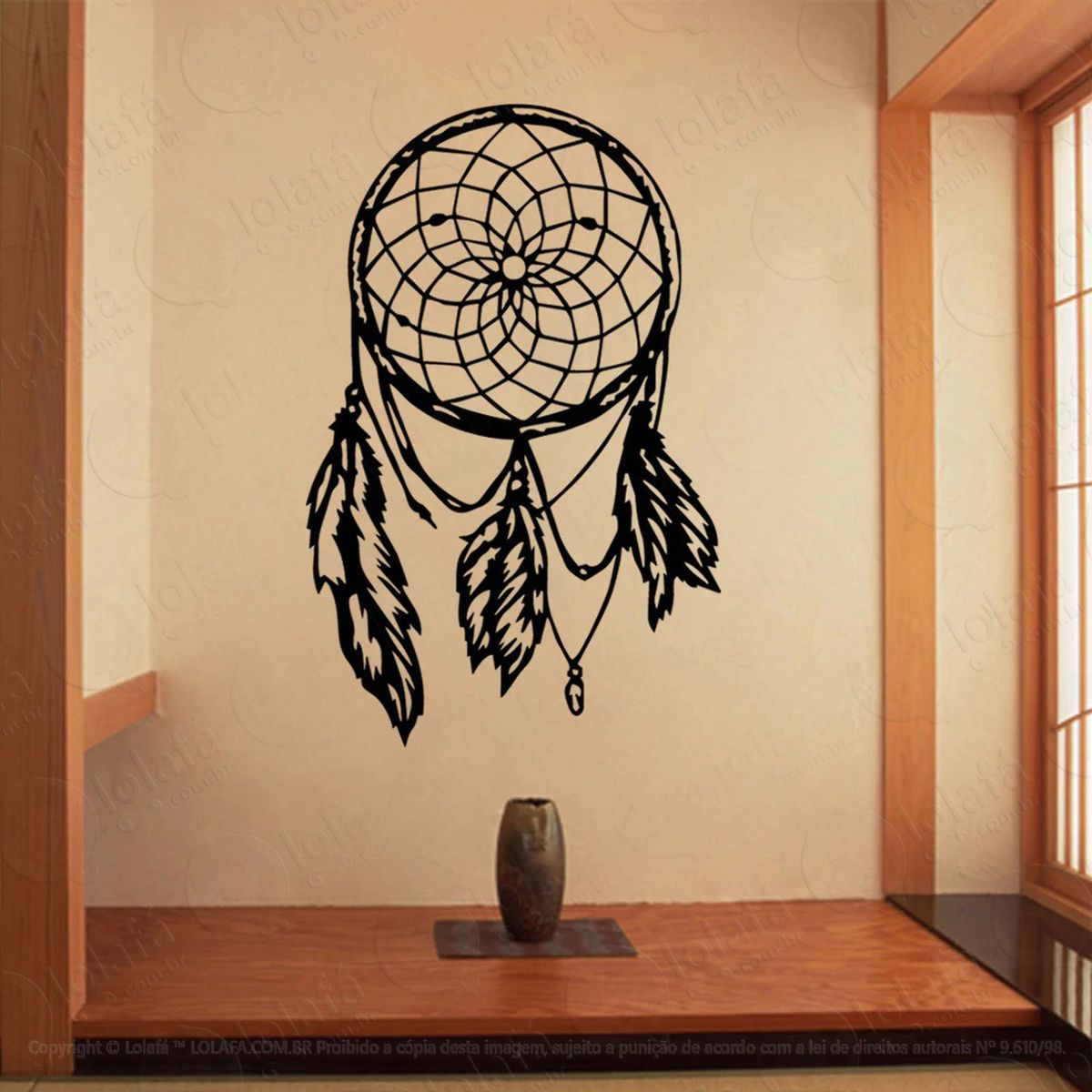 mandala filtro dos sonhos adesivo de parede decorativo para casa, quarto, sala e vidro - mod:368