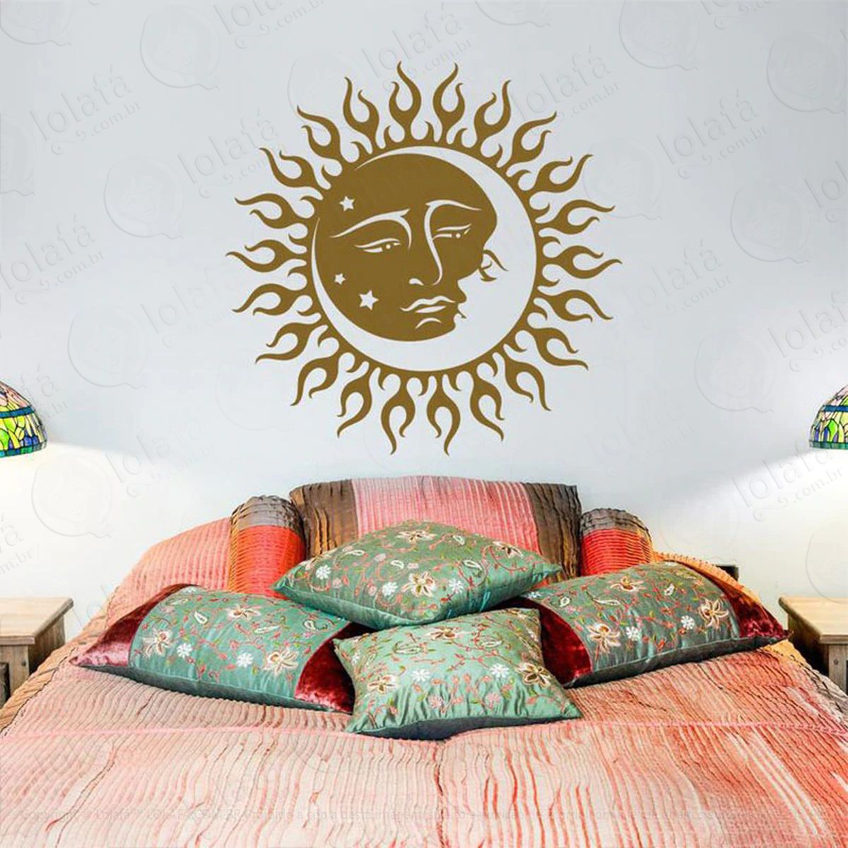 mandala sol e lua para fortalecer a relação adesivo de parede decorativo para casa, quarto, sala e vidro - mod:369