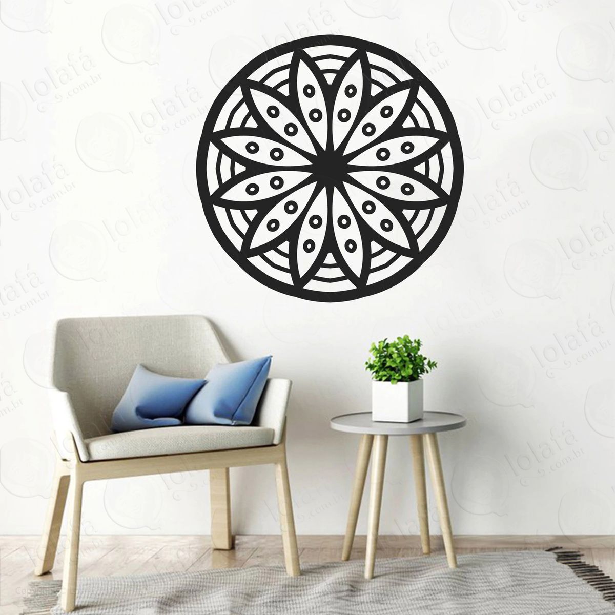 mandala seja fé adesivo de parede decorativo para casa, quarto, sala e vidro - mod:374