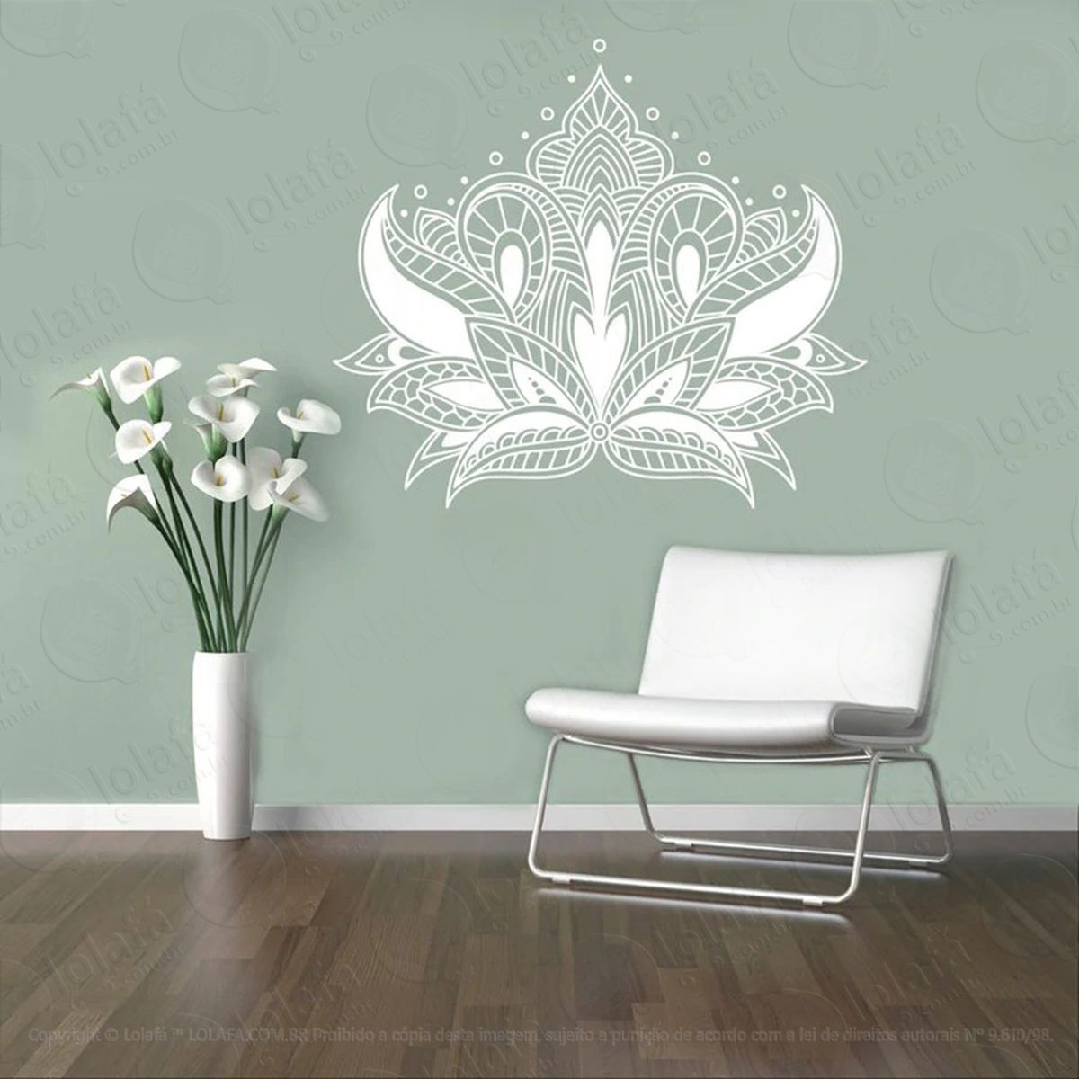 mandala flor de lótus para cultivar a prosperidade adesivo de parede decorativo para casa, quarto, sala e vidro - mod:377