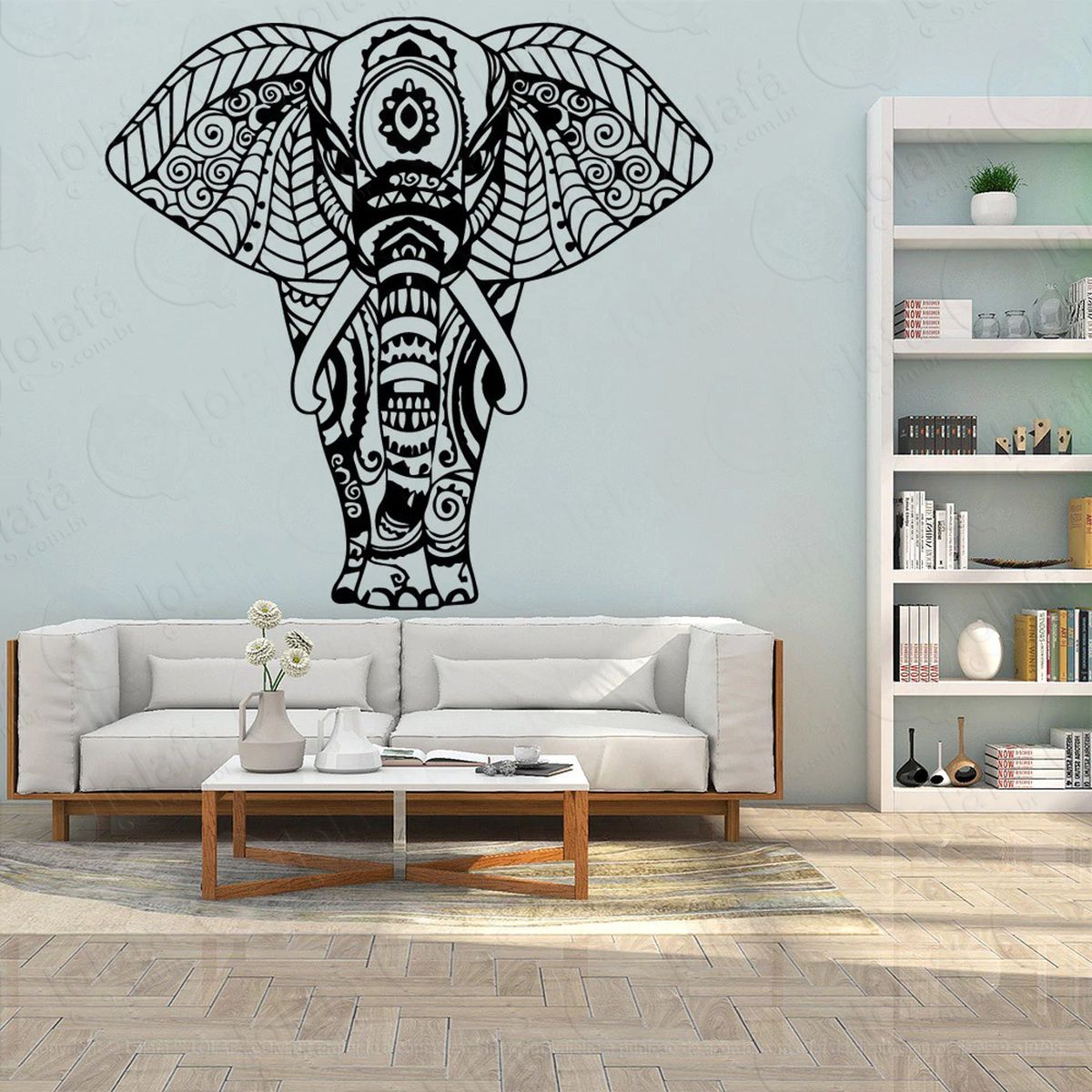 mandala elefante para cultivar a prosperidade adesivo de parede decorativo para casa, quarto, sala e vidro - mod:379
