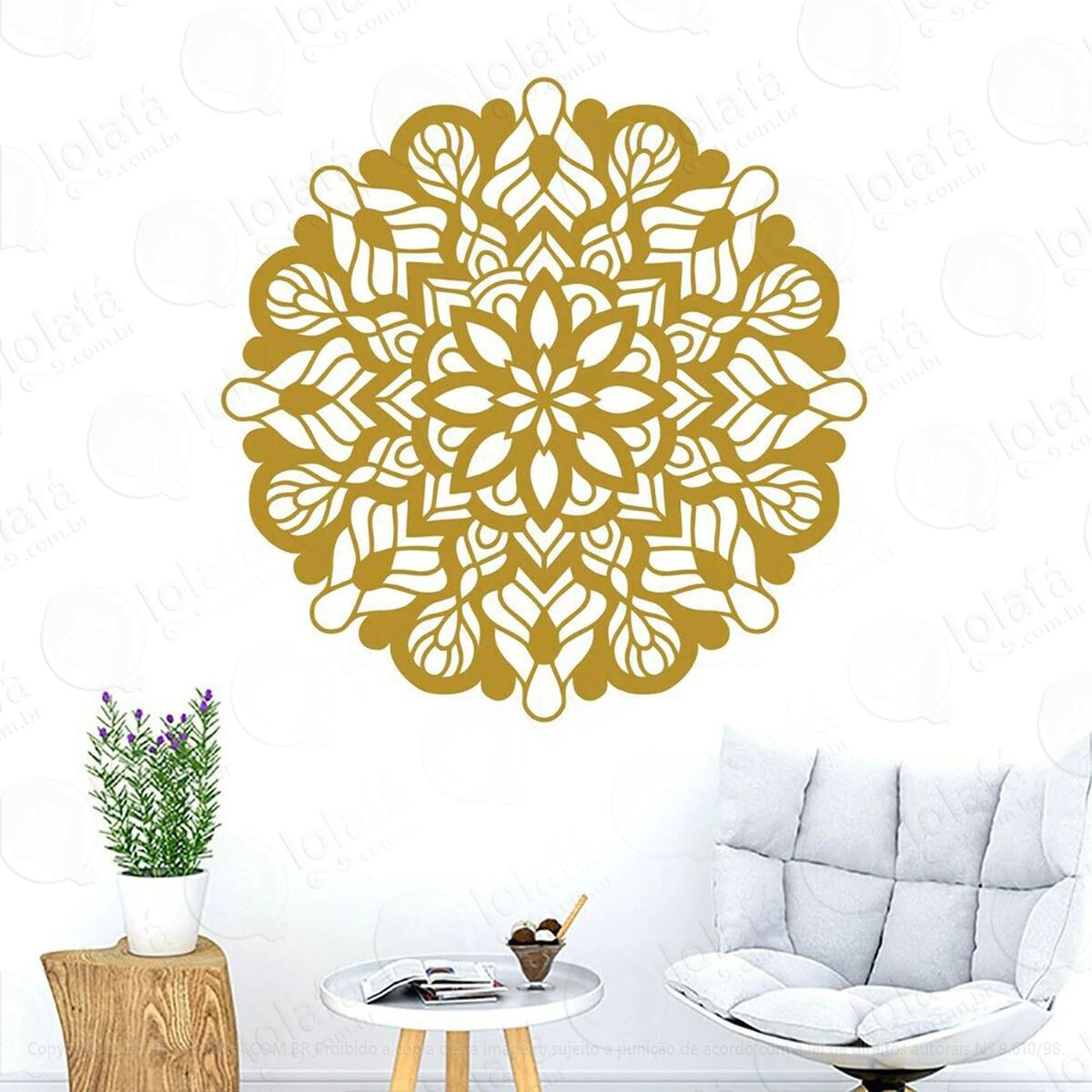 mandala seja livre adesivo de parede decorativo para casa, quarto, sala e vidro - mod:384