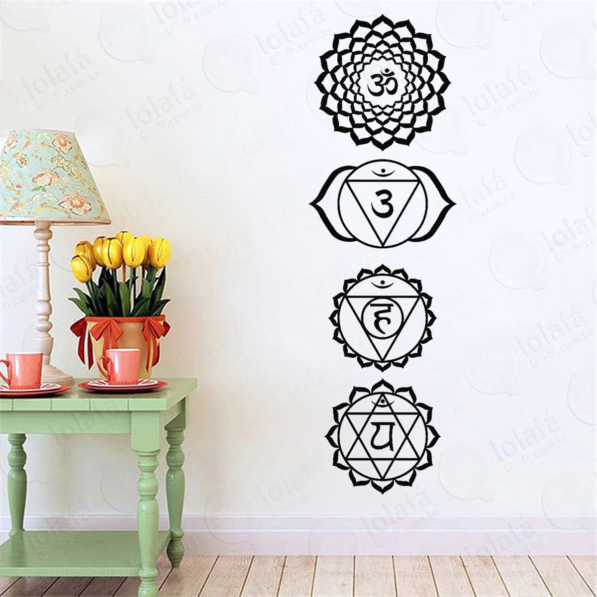 mandala chakras adesivo de parede decorativo para casa, quarto, sala e vidro - mod:391