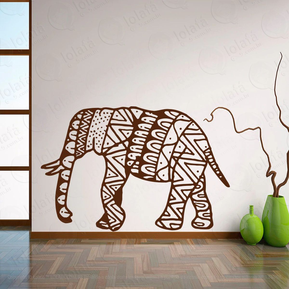 mandala elefante para atrair dinheiro adesivo de parede decorativo para casa, quarto, sala e vidro - mod:398