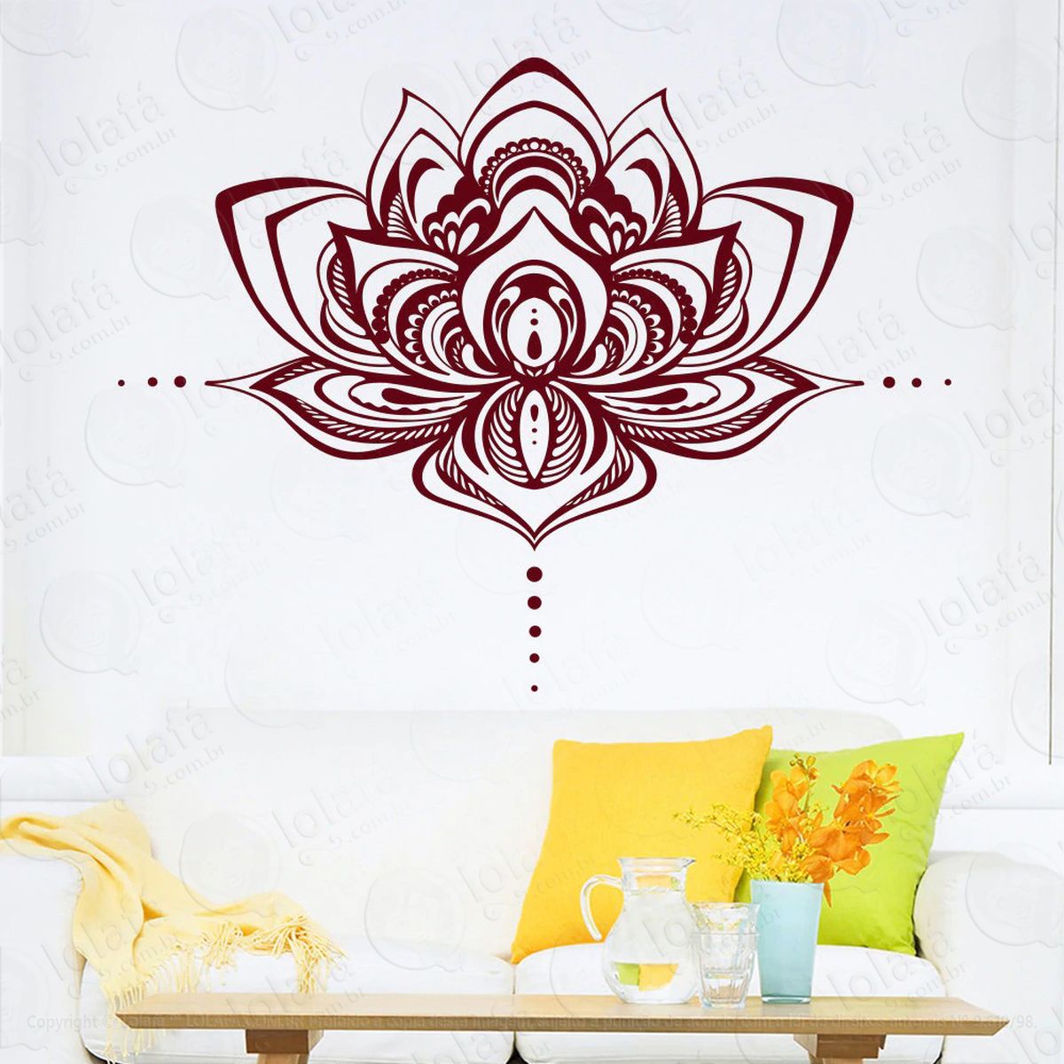 mandala flor de lótus para cultivar o conhecimento infinito adesivo de parede decorativo para casa, quarto, sala e vidro - mod:407