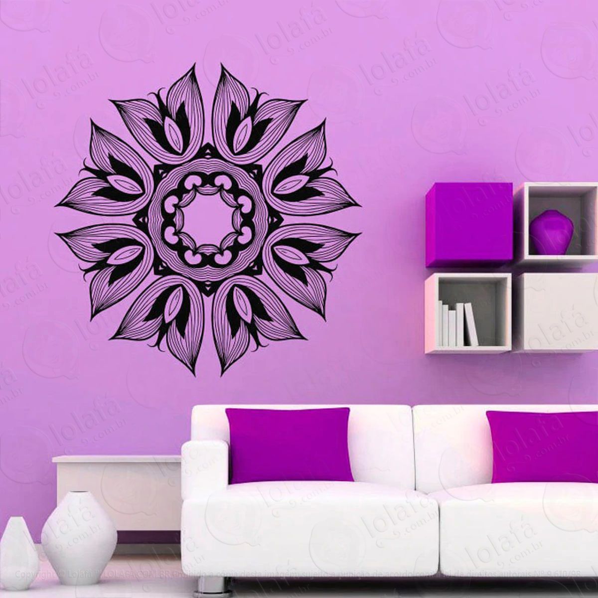 mandala da força interior adesivo de parede decorativo para casa, quarto, sala e vidro - mod:408