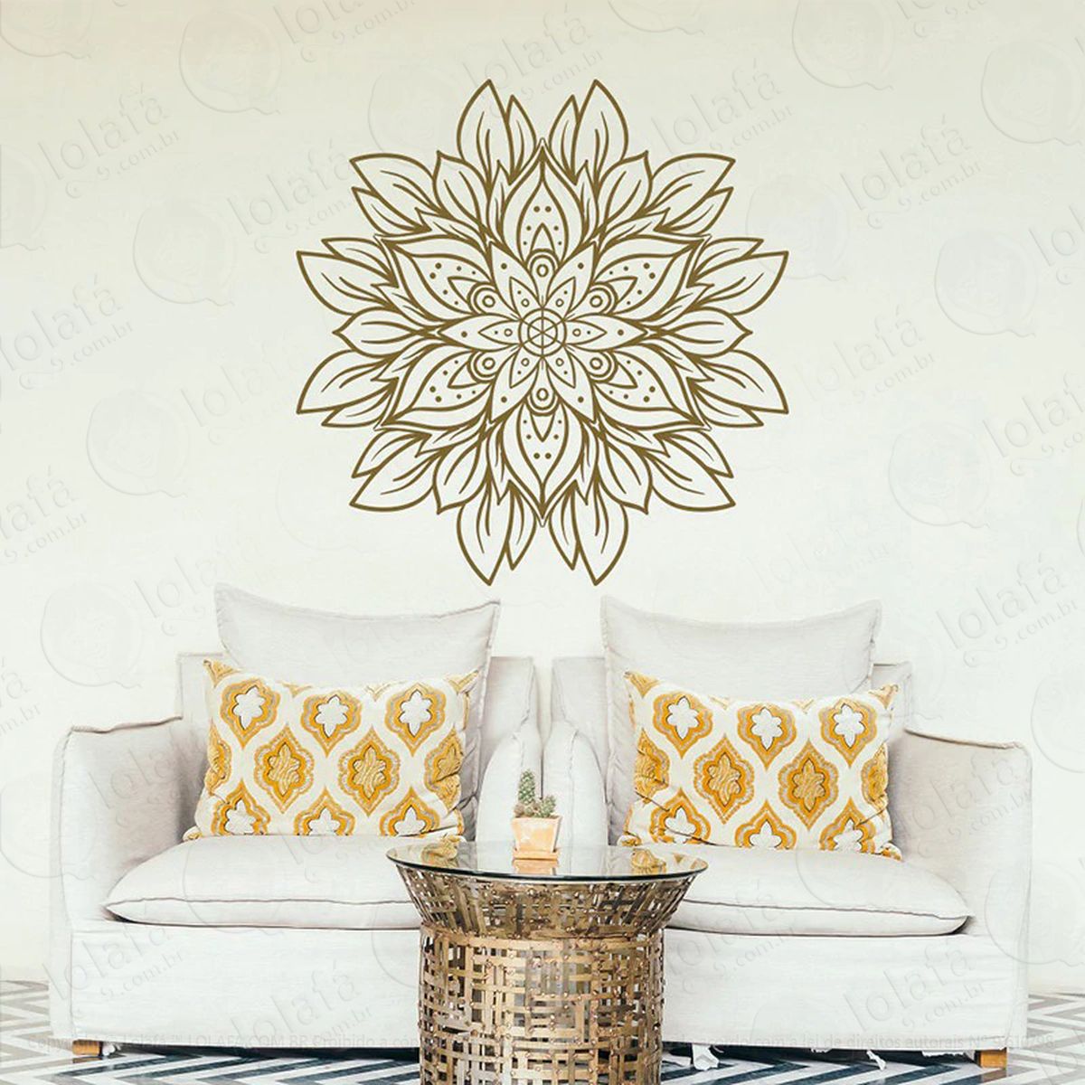 mandala para cultivar a alegria adesivo de parede decorativo para casa, quarto, sala e vidro - mod:412