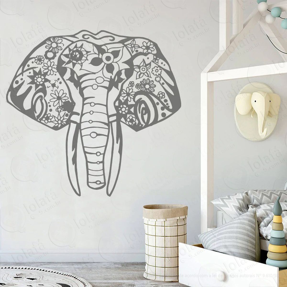 mandala elefante para cultivar a força interior adesivo de parede decorativo para casa, quarto, sala e vidro - mod:419