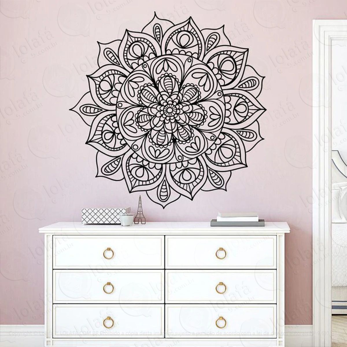 mandala para cultivar a simplicidade adesivo de parede decorativo para casa, quarto, sala e vidro - mod:422