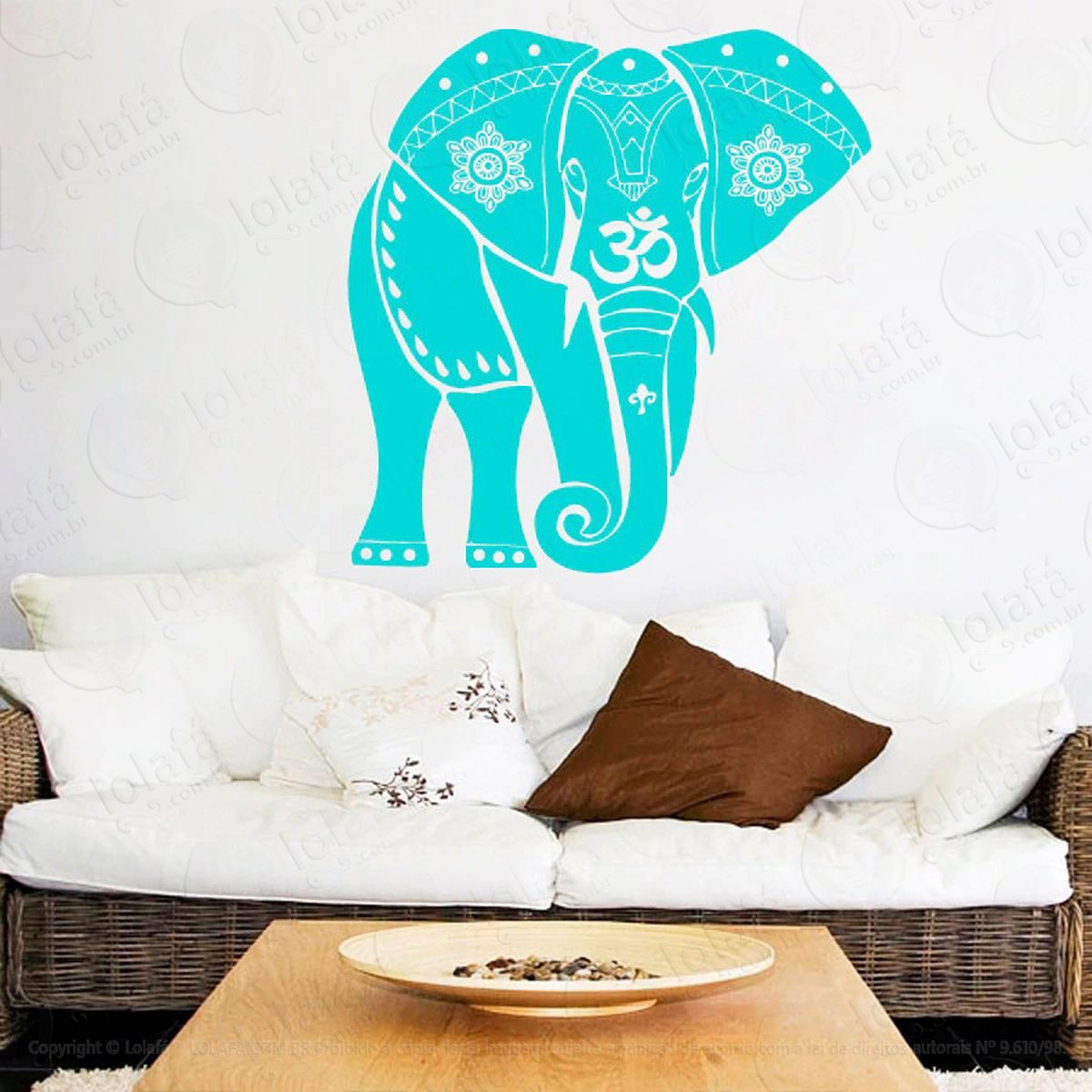 mandala elefante para resplandecer a força interior adesivo de parede decorativo para casa, quarto, sala e vidro - mod:423