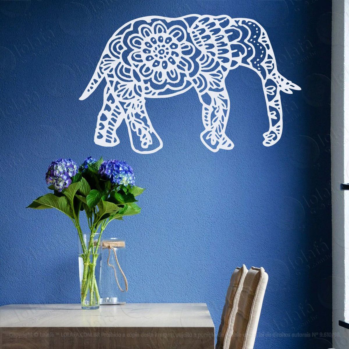 mandala elefante seja força adesivo de parede decorativo para casa, quarto, sala e vidro - mod:426