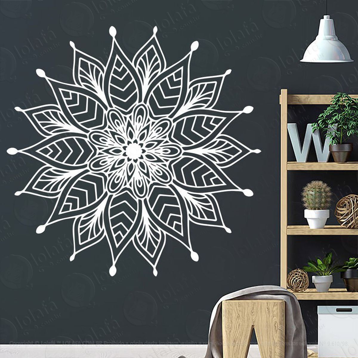 mandala para cultivar a sabedoria adesivo de parede decorativo para casa, quarto, sala e vidro - mod:432