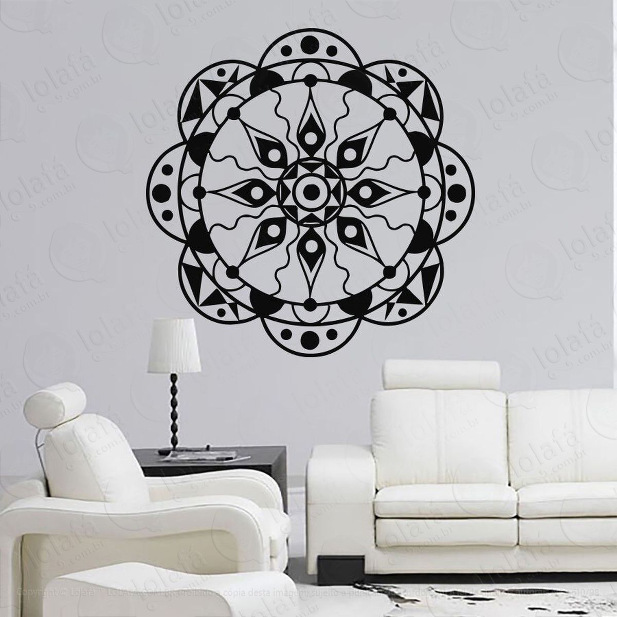 mandala para cultivar a prosperidade adesivo de parede decorativo para casa, quarto, sala e vidro - mod:435