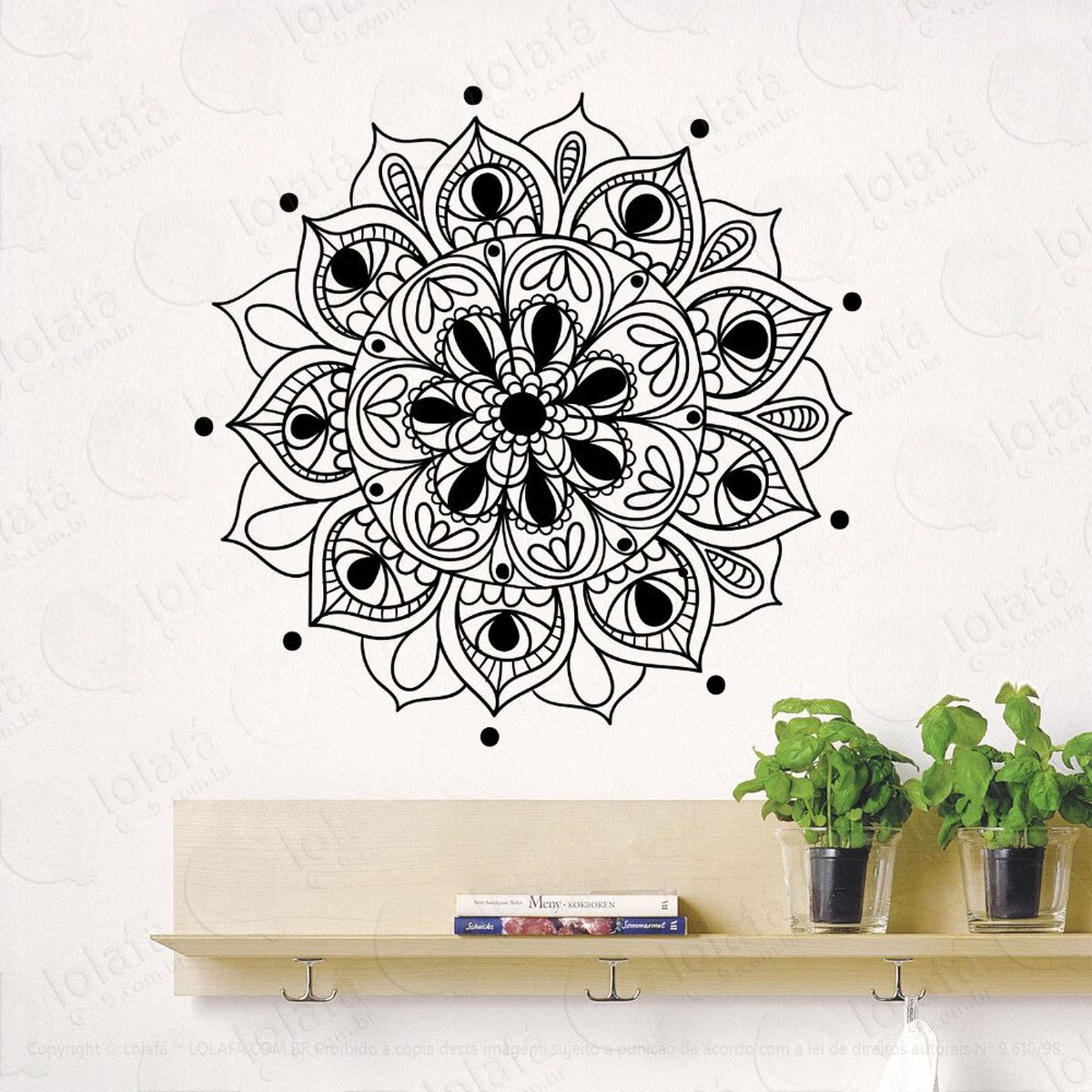 mandala para cultivar o otimismo adesivo de parede decorativo para casa, quarto, sala e vidro - mod:437