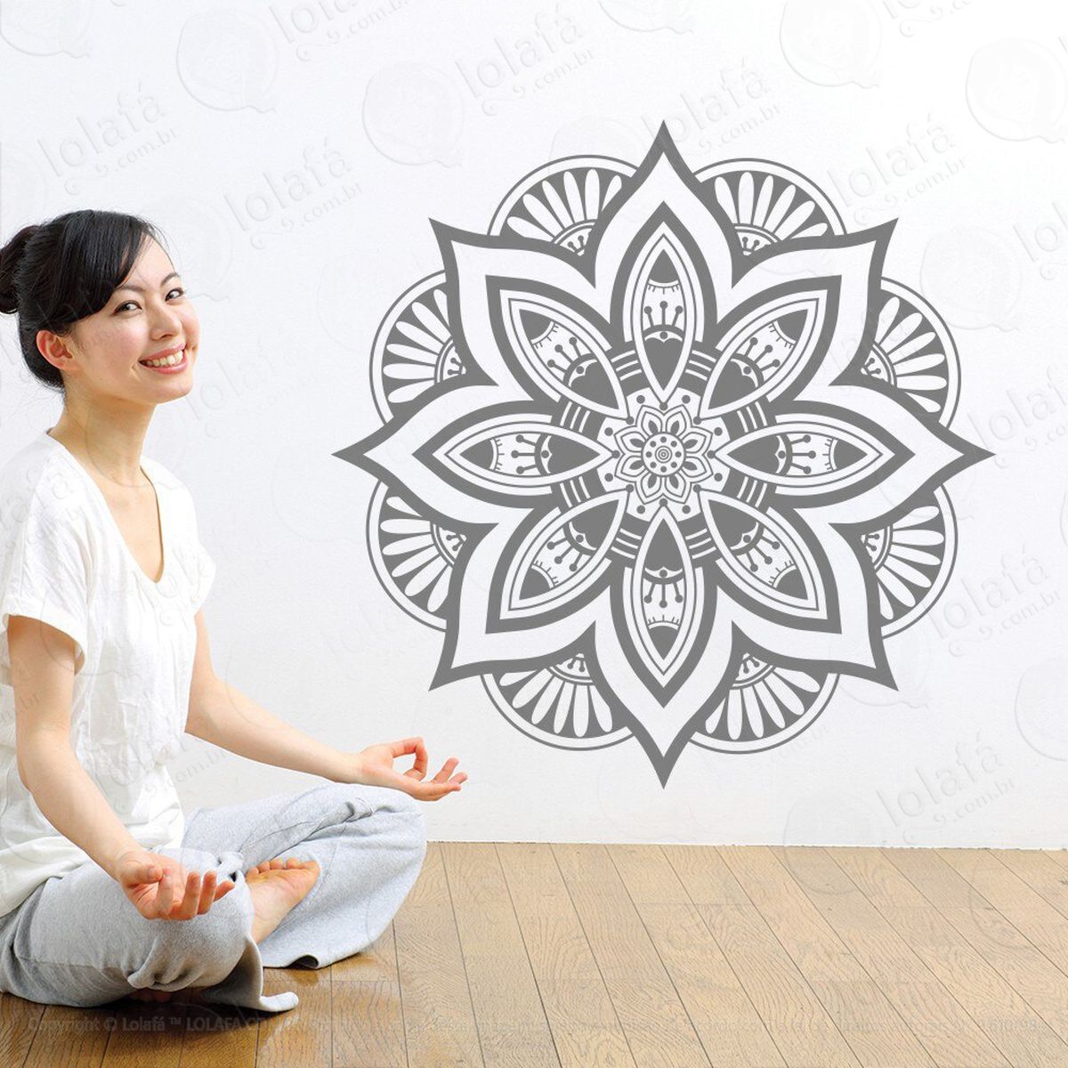 mandala para cultivar a força interior adesivo de parede decorativo para casa, quarto, sala e vidro - mod:439