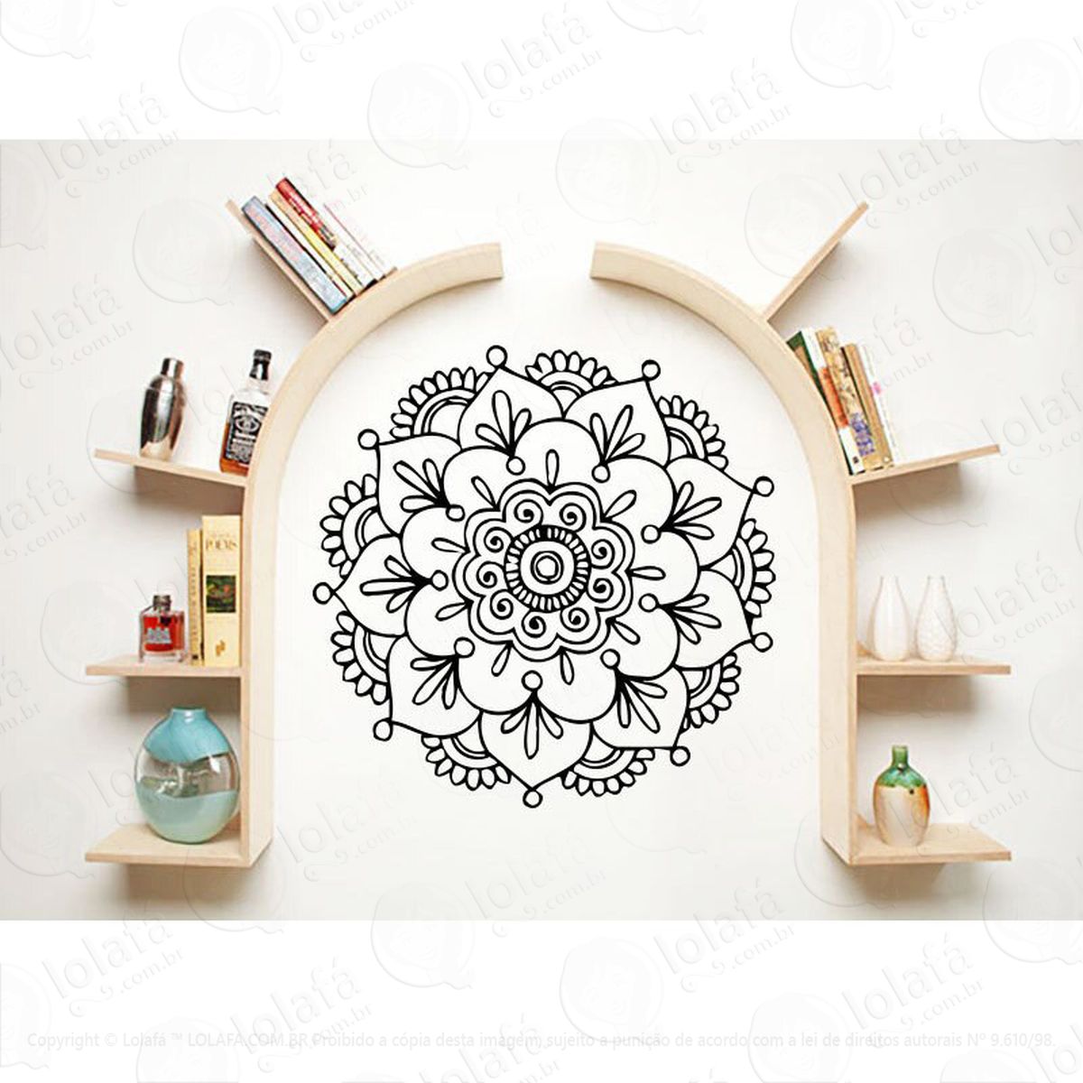 mandala para cultivar a esperança adesivo de parede decorativo para casa, quarto, sala e vidro - mod:446