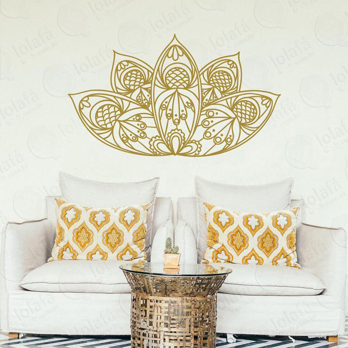mandala flor de lótus para cultivar a gratidão adesivo de parede decorativo para casa, quarto, sala e vidro - mod:448