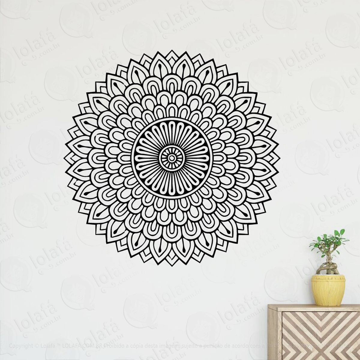 mandala para cultivar a paciência adesivo de parede decorativo para casa, quarto, sala e vidro - mod:449