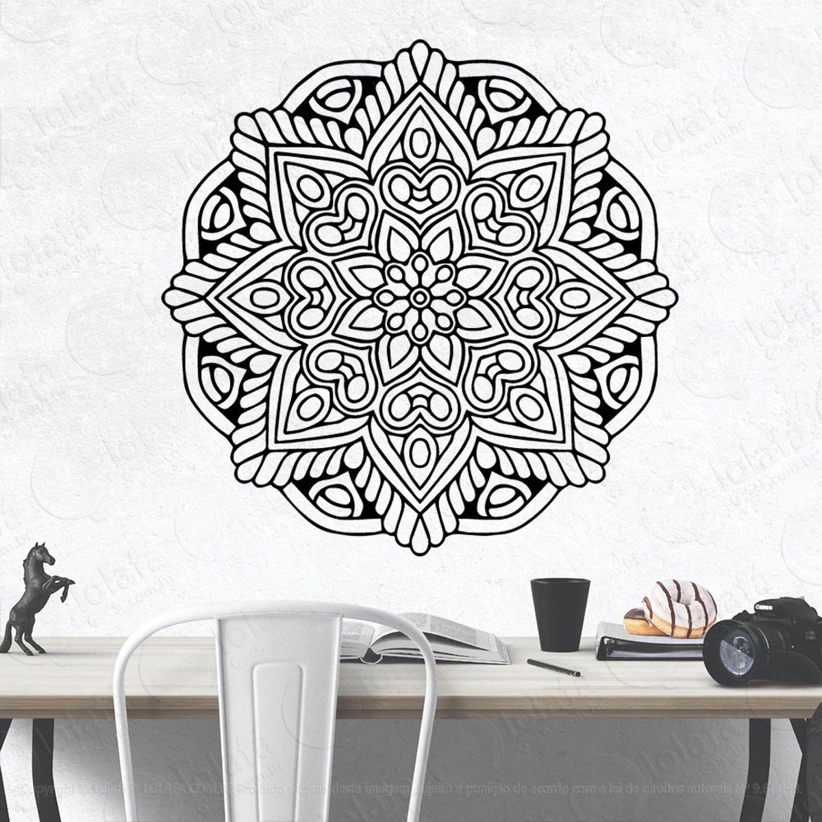 mandala para foco no objetivo adesivo de parede decorativo para casa, quarto, sala e vidro - mod:459