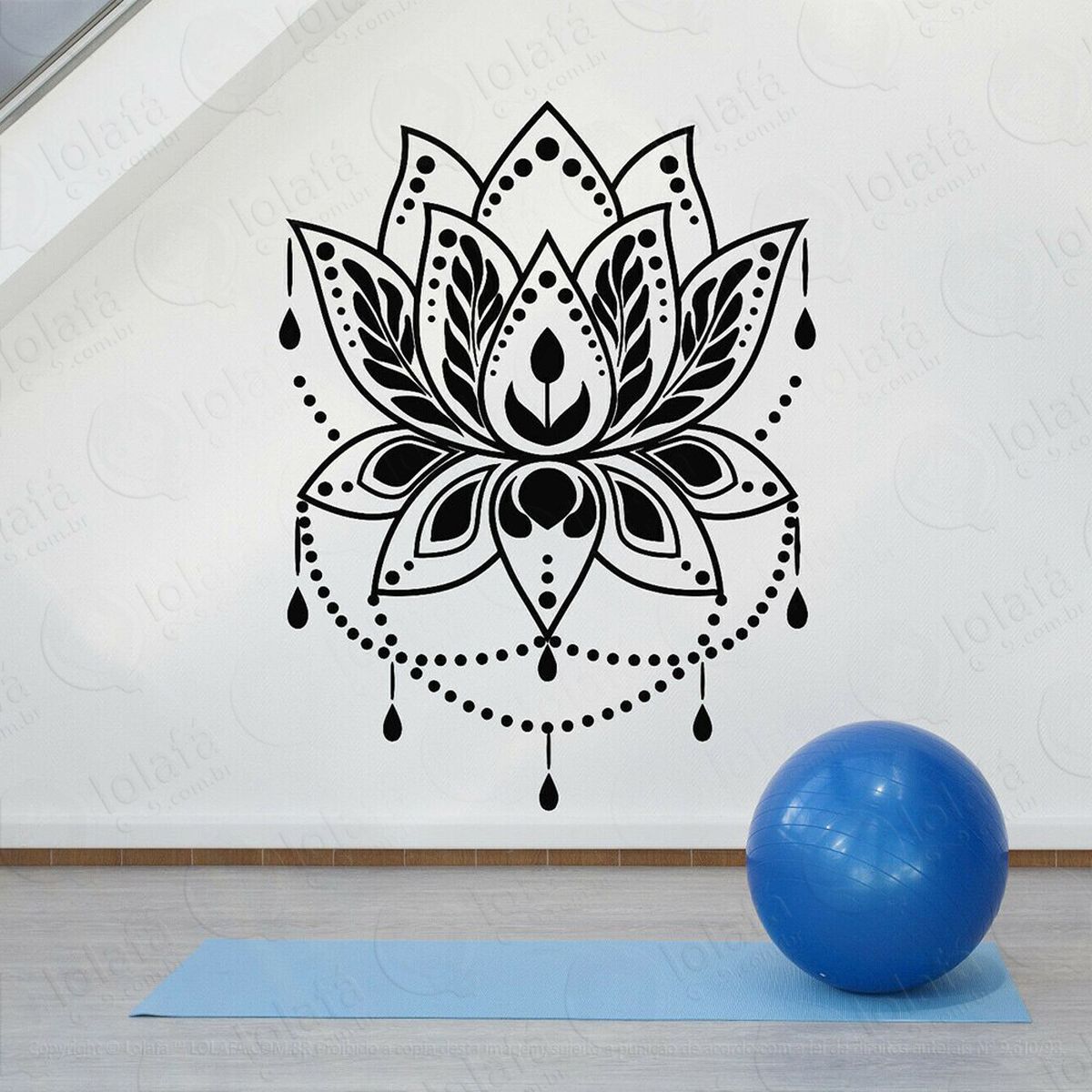 mandala flor de lótus para cultivar boas energias adesivo de parede decorativo para casa, quarto, sala e vidro - mod:462