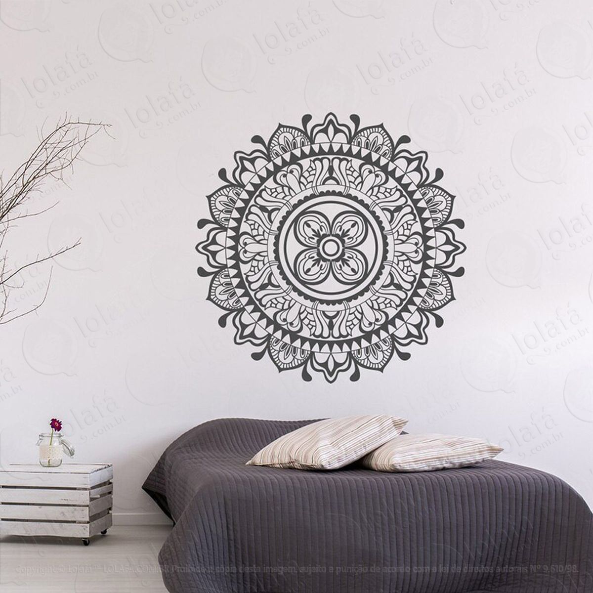 mandala da harmonia adesivo de parede decorativo para casa, quarto, sala e vidro - mod:463