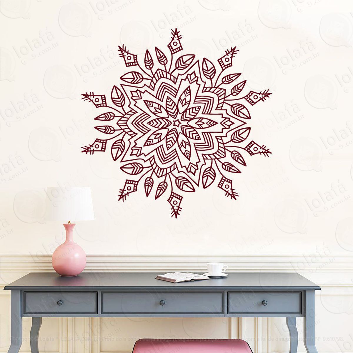 mandala do conhecimento adesivo de parede decorativo para casa, quarto, sala e vidro - mod:465