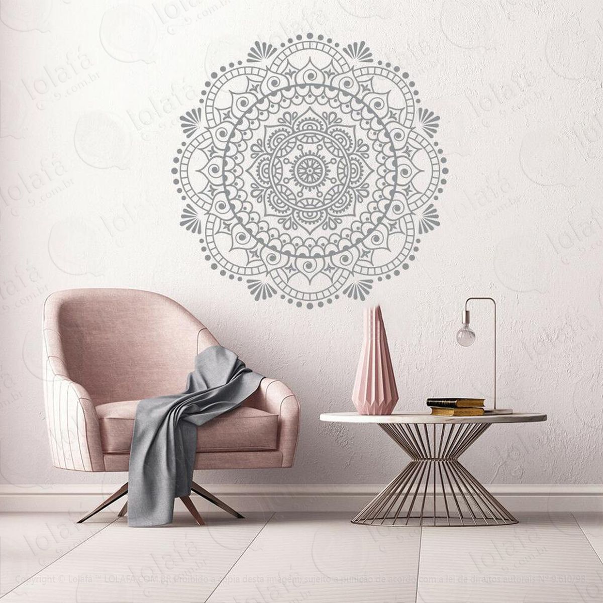 mandala para saúde e bem-estar adesivo de parede decorativo para casa, quarto, sala e vidro - mod:468