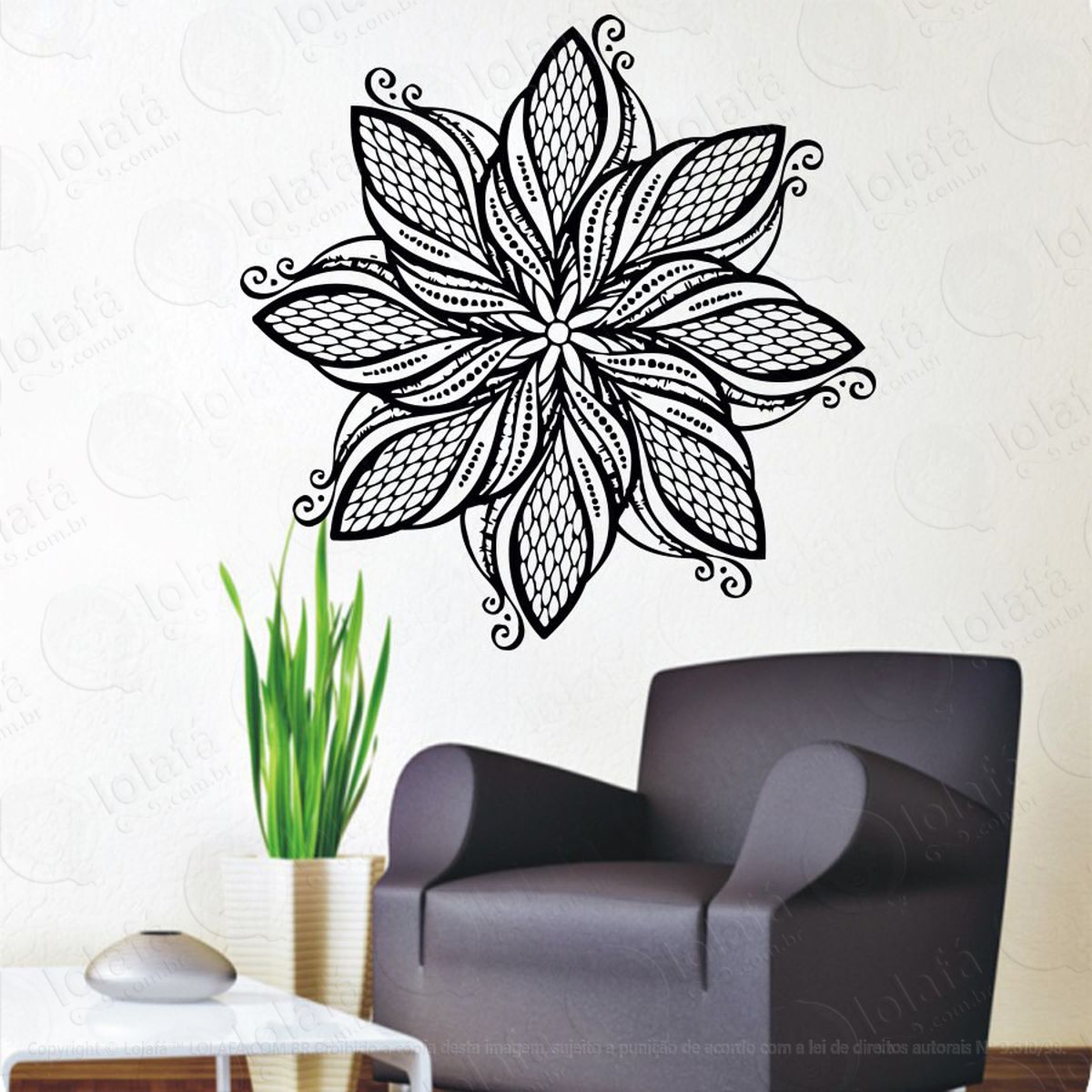 mandala para sucesso na vida adesivo de parede decorativo para casa, quarto, sala e vidro - mod:471