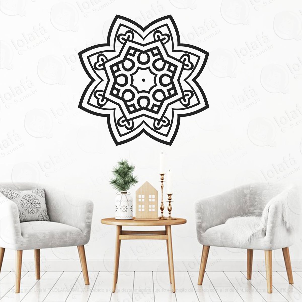 mandala da gratidão adesivo de parede decorativo para casa, quarto, sala e vidro - mod:473