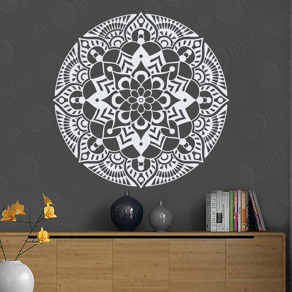 mandala para dias prósperos adesivo de parede decorativo para casa, quarto, sala e vidro - mod:478