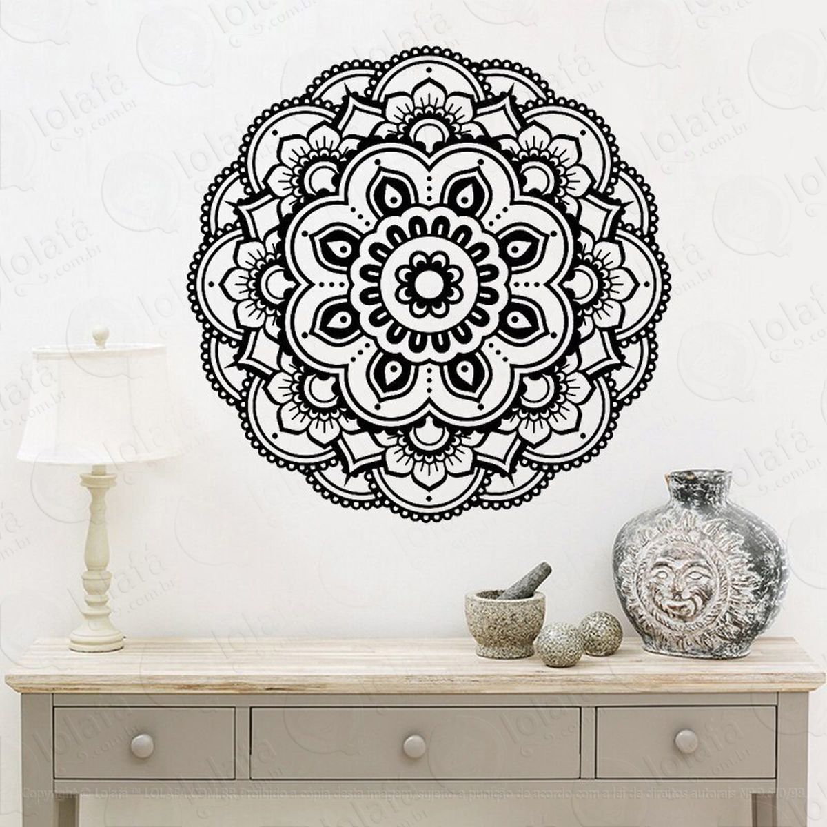 mandala da fé e equilíbrio adesivo de parede decorativo para casa, quarto, sala e vidro - mod:482