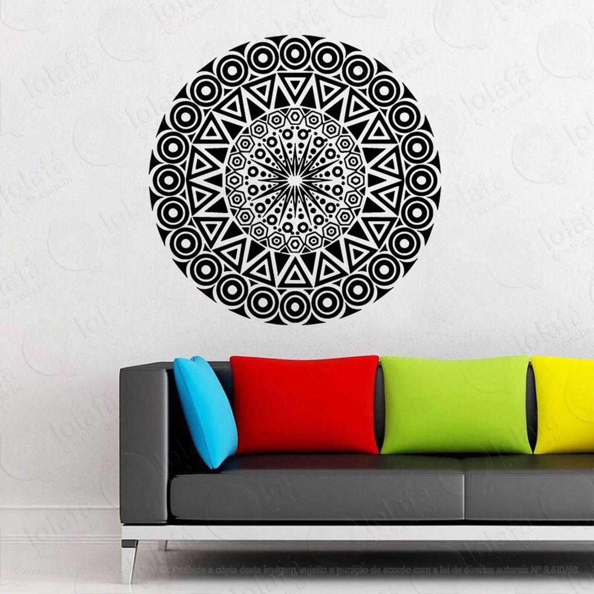 mandala para controle da ansiedade adesivo de parede decorativo para casa, quarto, sala e vidro - mod:487