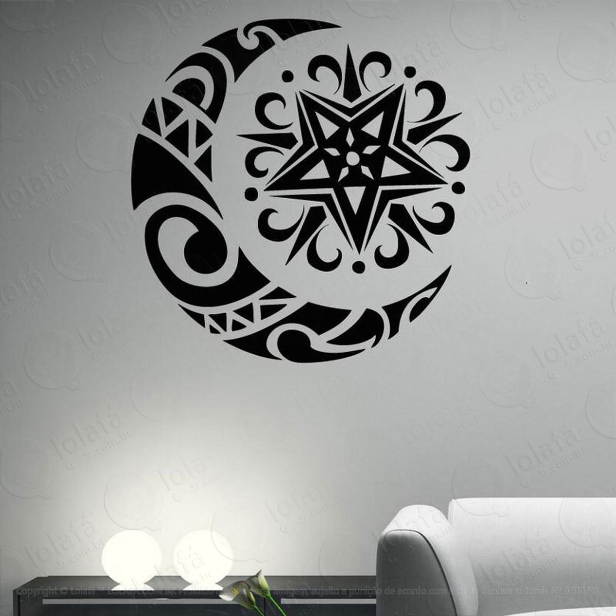 mandala sol e lua para fortalecer o relacionamento adesivo de parede decorativo para casa, quarto, sala e vidro - mod:490