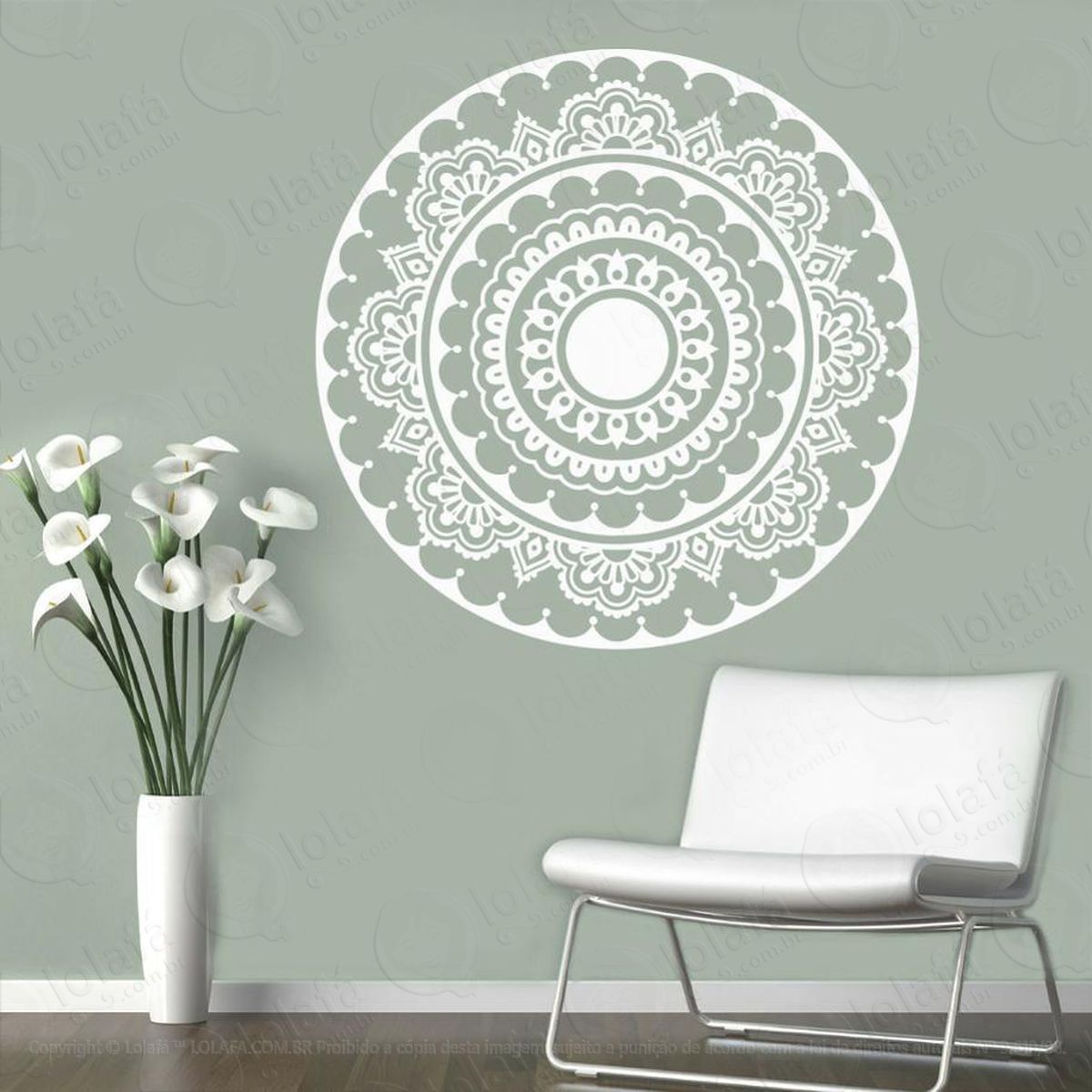 mandala para superar os desafios adesivo de parede decorativo para casa, quarto, sala e vidro - mod:492