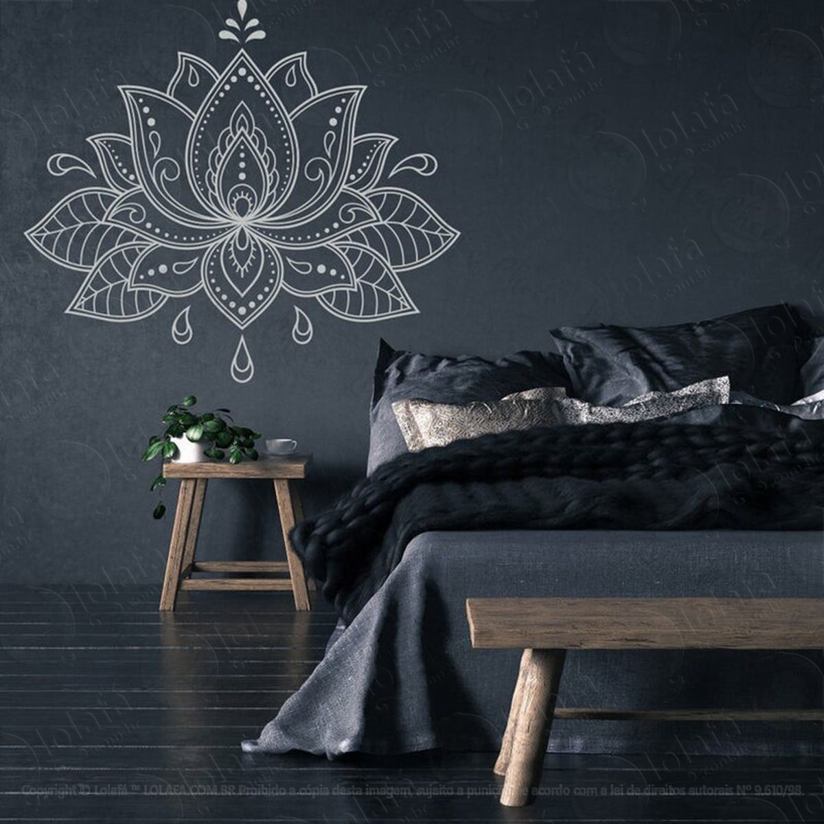 mandala flor de lótus para cultivar energias positivas adesivo de parede decorativo para casa, quarto, sala e vidro - mod:494