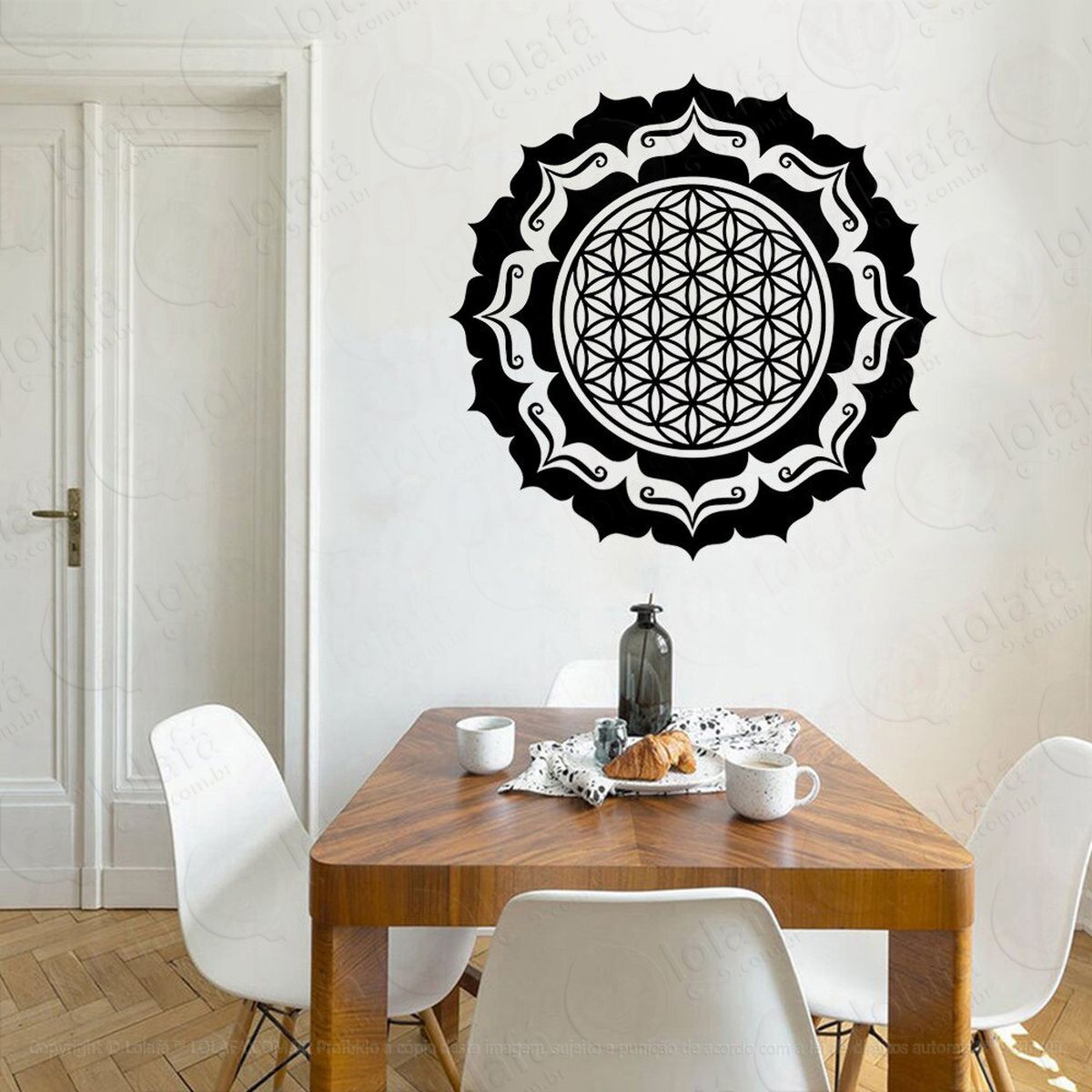 mandala para resplandecer a força interior adesivo de parede decorativo para casa, quarto, sala e vidro - mod:499