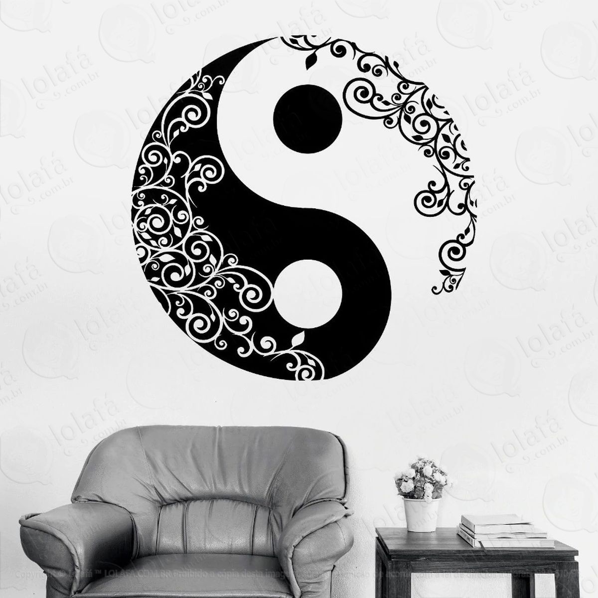mandala yin yang para equilibrar as energias adesivo de parede decorativo para casa, quarto, sala e vidro - mod:500