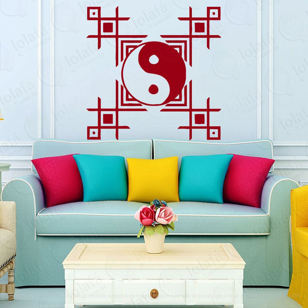 mandala yin yang para equilibrar as energias adesivo de parede decorativo para casa, quarto, sala e vidro - mod:501