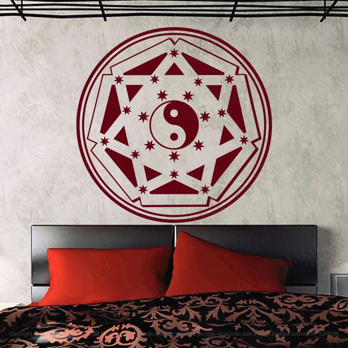 mandala yin yang para equilibrar as energias adesivo de parede decorativo para casa, quarto, sala e vidro - mod:502